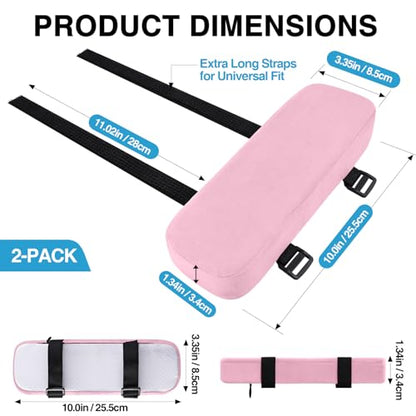 Smiry Ergonomic Office Chair Armrest Pads, Memory Foam Arm Rest Covers, Non-Slip Armrest Cushion with Adjustable Buckles and Straps, Elbow Relief for Desk, Gaming & Wheelchair (Pink, Set of 2) - color: Pink