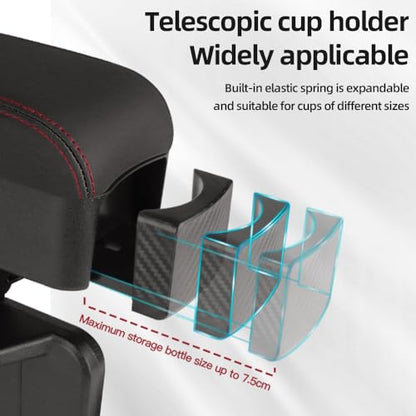 JEYODA Car Armrest Box with Cup Holder Car Central Liftable Armres Storage Organizer Box Arm Rest，Car Seat Gap Filler Organizer 1PC (Black) - color: Black