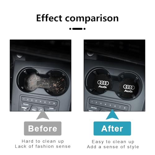 Car Cup Holder Coaster for Audi A3 RS3 A4 A5 A6 A7 RS7 A8 Q3 Q5 Q7 R8 Cupholder Coaster Interior Accessories 2.75in 2Pieces Black - color: Black-06