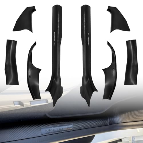 8PCS Door Sill Protector for Tesla Model Y Juniper 2025–26, Door Entry Guard Set for Front & Rear Door Thresholds, Anti-Kick Interior Door Entry Covers (Carbon Fiber (Not fit 2026 Model Y Standard))