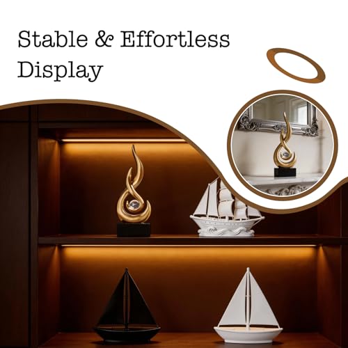Abstract Golden Flame Art Deco Sculpture - Luxury Living Room Decor with Crystal Ball, Modern Resin Ornament for Home Office