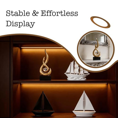 Abstract Golden Flame Art Deco Sculpture - Luxury Living Room Decor with Crystal Ball, Modern Resin Ornament for Home Office