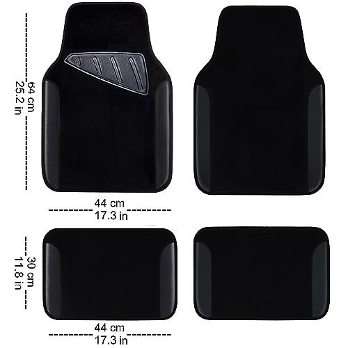 CAR PASS 3D Air Mesh Car Seat Covers Full Sets w/5mm Sponge, 4Pcs Waterproof Car Floor Mats, Steering Wheel Cover Universal Fit for SUV Sedan Truck, Airbag Compatible Automotive Interior(Black) - color: Black combo