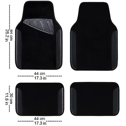 CAR PASS 3D Air Mesh Car Seat Covers Full Sets w/5mm Sponge, 4Pcs Waterproof Car Floor Mats, Steering Wheel Cover Universal Fit for SUV Sedan Truck, Airbag Compatible Automotive Interior(Black) - color: Black combo