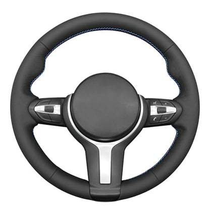 MEWANT Hand-Stitched Steering Wheel Cover for BMW (M Sport) F22 F23 F30 F34 F32 F33 F36 F10 F07 F12 F13 F06 F39 F25 F26 F15 F16, DIY Custom Fit Steering Wheel Wrap for BMW - color: 17:hive style leather + 3m thread