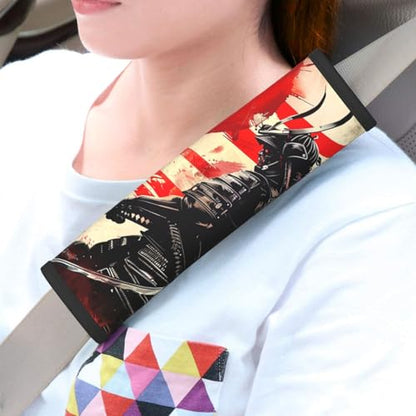 Seat Belt Cover Pads Japanese Flag Samurai Car Seat Belt Covers for Women Men Adults Kids Soft Comfortable Auto Seatbelt Cushion Shoulder Strap Pad Handle Wraps, 1 Pair - color: Japanese Flag Samurai