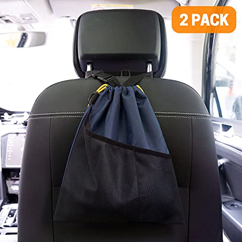 2PCS Car Garbage Can, Hanging Car Trash Bag with Waterproof Leakproof Lining - color: Blue
