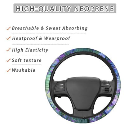 AFPANQZ Butterfly Daisy Car Steering Wheel Cover Stretch-on Comfortable Grip Automotive Steering Wheel Cushion Anti-Slip Universal 14-15 inch Machine Washable - color: Butterfly Daisy