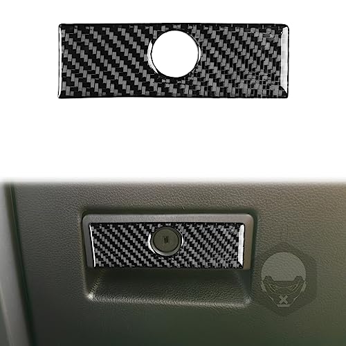 Co-Pilot Glove Box Handle Panal Cover Carbon Fiber Sticker Car Interior Trim Decorative Sticker Compatible with Ford F150 F-150 Raptor 2017 2018 2019 2020 Accessories - color: Black 24