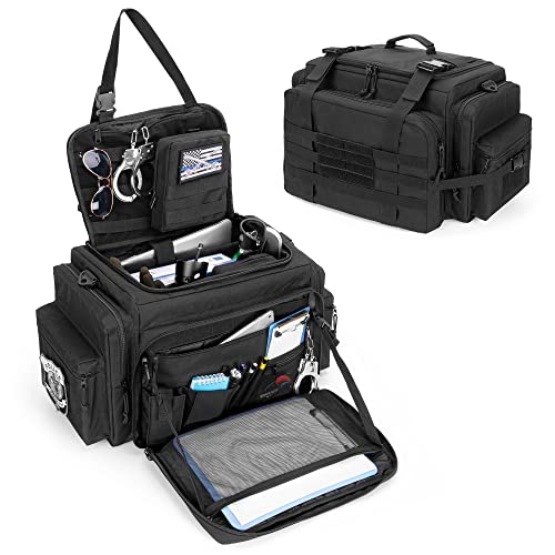 Patrol Bag for Law Enforcement, Duty Bag for Police Gear, Car Front Seat Organizer for Military Equipment, up to 15.6" Laptop Layer, MOLLE Compatible