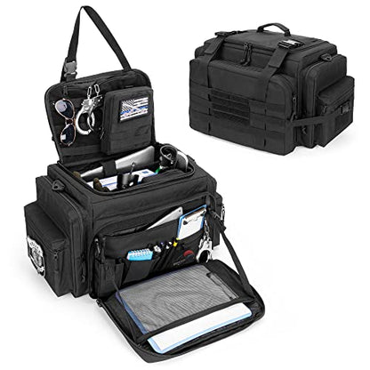Patrol Bag for Law Enforcement, Duty Bag for Police Gear, Car Front Seat Organizer for Military Equipment, up to 15.6" Laptop Layer, MOLLE Compatible