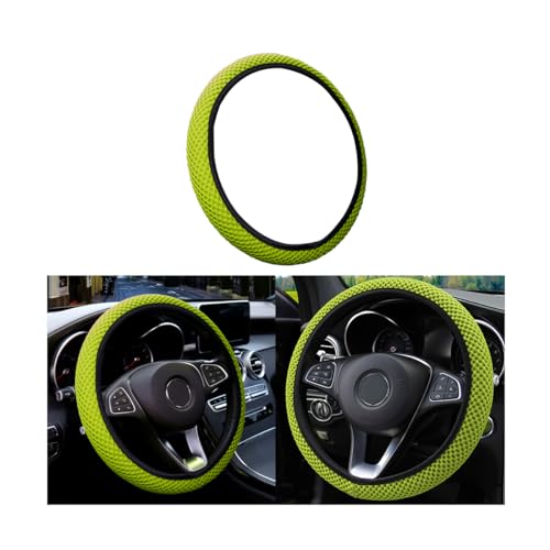 Moly Magnolia Elastic Stretch Steering Wheel Cover, Universal 15 Inch Automotive Steering Wheel Cover, Microfiber Breathable Anti-Slip Odorless Ice Silk, Warm in Winter Cool in Summer (Grass Green) - color: Grass Green