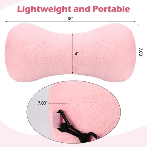 1 Pc Neck Pillow for Recliner Headrest Pillow Bone Shaped Chair Plush with Adjustable Strap Neck Support and Pain Relief Curve Head Cushion for Car Travel Airplane (Pink) - color: Pink