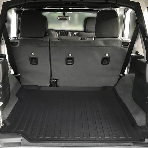 Premium Cargo Liner for Jeep Wrangler 2019-2025 Without subwoofer - 100% Protection - Custom Fit Car Trunk Mat - All-Season Black Cargo Mat - 3D Shaped Laser Measured Trunk Liners