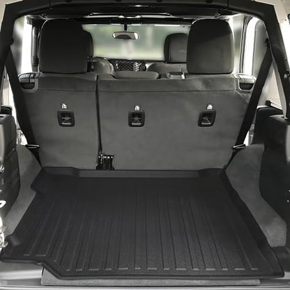 Premium Cargo Liner for Jeep Wrangler 2019-2025 Without subwoofer - 100% Protection - Custom Fit Car Trunk Mat - All-Season Black Cargo Mat - 3D Shaped Laser Measured Trunk Liners