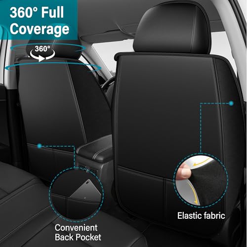 2 Front Car Seat Covers Set Fit for Ford Transit Connect 2010-2026,Ice Silk Breathable Faux Leather Waterproof Seat Covers(Black,2PCS Front)