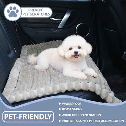 Dog Car Seat Waterproof Bed Cover Non-Slip Car Back Seat Soft and Comfortabl Pet Bed Mat Car Blanket for Travel Backseat Extender Seat Covers Dog Bed for Cars Trucks and SUVs (Brown Cover 23.6” x 51”) - color: Waterproof Brown Cover