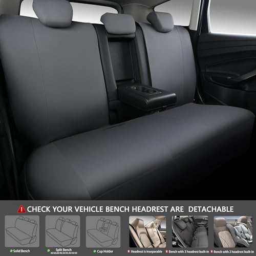CAR PASS Line Rider Sporty Cloth Universal Fit Car Seat Cover -100% Breathable with 5mm Composite Sponge Inside,Airbag Compatible,3zipper Bench(Full Set, Space Gray) - color: Gray, size: Full Set