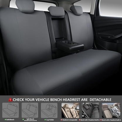 CAR PASS Line Rider Sporty Cloth Universal Fit Car Seat Cover -100% Breathable with 5mm Composite Sponge Inside,Airbag Compatible,3zipper Bench(Full Set, Space Gray) - color: Gray, size: Full Set