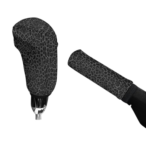 Black Leopard Print Car Hand Brake Gear Cover Automotive Gear Shift Knob Protector Universal Fit Most Vehicle Non Slip Car Interior Accessories 2 Pack - color: Black Leopard Print