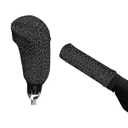 Black Leopard Print Car Hand Brake Gear Cover Automotive Gear Shift Knob Protector Universal Fit Most Vehicle Non Slip Car Interior Accessories 2 Pack - color: Black Leopard Print