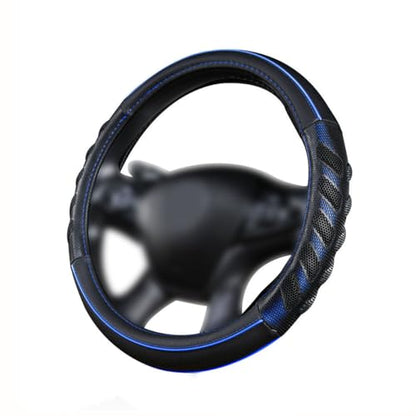 Flying Banner car Steering Wheel Cover Faux Leather Massage Universal fit 3D Honeycomb Hole Anti-Slip Sporty 15 Inches (Blue Black) - color: Blue black