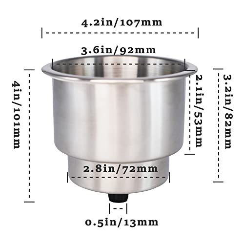DNB Stainless Steel Cup Holder - Insert Drink Holders with Drain Marine Boat Accessories - style: 4PCS