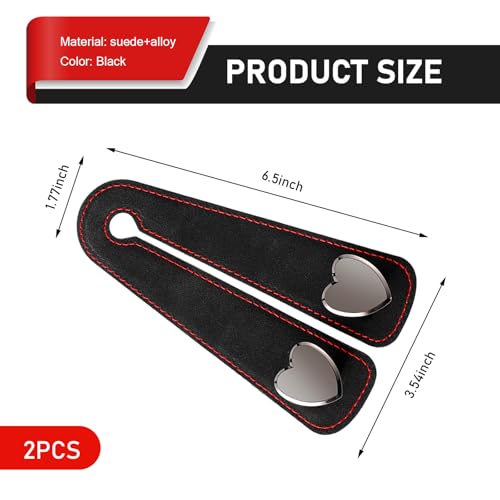 2 PCS Car Seat Headrest Hook, Suede Cute Heart Shape Metal Double Head Purse Hook, Universal Automotive Seat Back Storage Hanger, Car Accessories for Women (Black)