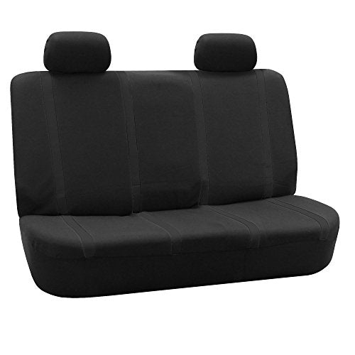 FH Group Car Seat Covers Rear Set Cloth - Car Seat Covers with Removable Headrest,Universal Fit,Automotive SeatCovers,Washable Car SeatCover for SUV,Sedan,Van Black - color: Black, size: Rear Set