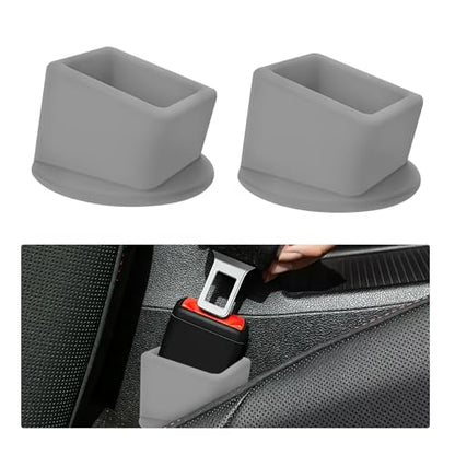 2PCS Car Seat Belt Buckle Holder, Easy Access Silicone Auto Seatbelt Buckle Booster, Seat Belt Buckles Fixer Cover Makes Receptacle Stand Upright Buckling for Kids, Car Accessories (Gray) - color: Gray