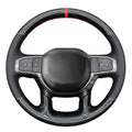 MEWANT Hand Stitch Black Real Leather Shiny PU Carbon Fiber Steering Wheel Wrap for Dodge Ram 1500 Laramie Big Horn 2021 - color: Black Genuine Leather&Shiny PU Carbon Fiber