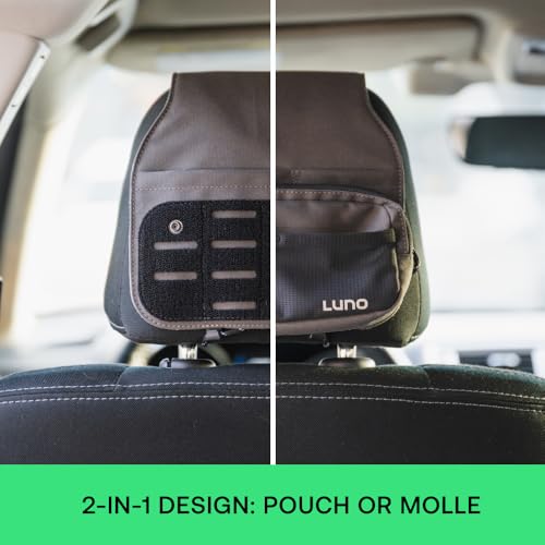 Luno Universal Headrest Organizer – Car Headrest Storage for Car with 5 Pockets, Removable MOLLE Pouch & Customizable Storage | Fits All Vehicles for Camping, Overlanding & Everyday Gear Access