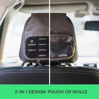 Luno Universal Headrest Organizer – Car Headrest Storage for Car with 5 Pockets, Removable MOLLE Pouch & Customizable Storage | Fits All Vehicles for Camping, Overlanding & Everyday Gear Access