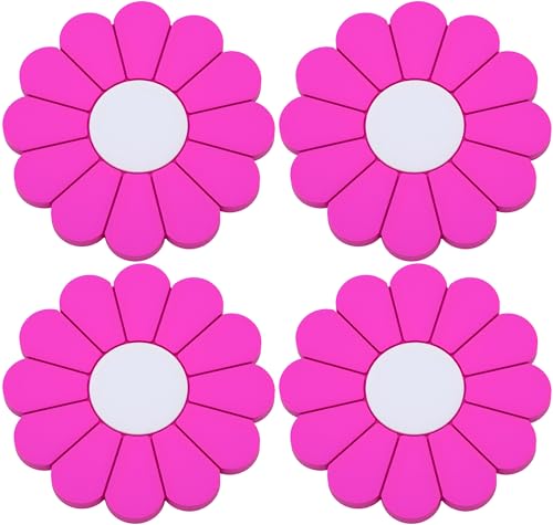 4-Pack Car Cup Holder Coaster Inserts, Daisy Shape, 2.75 Inch Non-Slip Silicone Cup Holder Insert, Universal Non-Slip Cup Holders, Car Accessories Interior for Women and Man (Rose Red) - color: Rose Red, size: 4 pcs