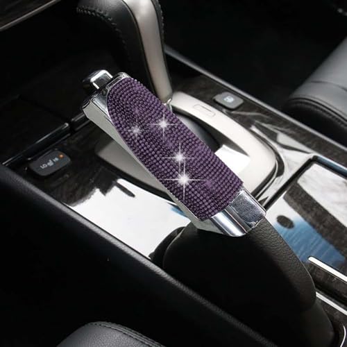 Car Handbrake Covers Torcarvh Crystal Diamond Handbrake Decorative Cover Anti Scratch Auto Gear Shift Collars Self Adhesive Handbrakes Protective Accessories (Purple) - color: Purple
