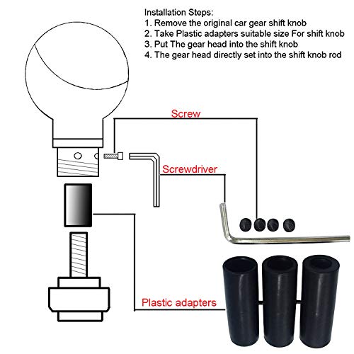 Shifter Knob 5 Speed Leather Car Gear Stick Shifting Knobs Shift Lever for Most Manual Transmission Vehicle Truck, Black