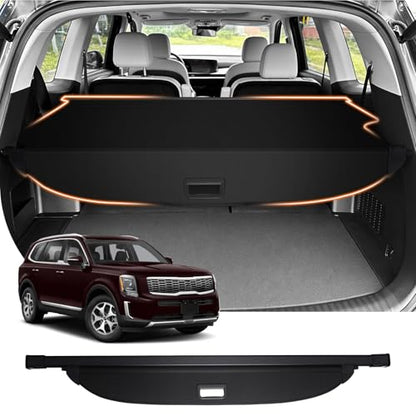 Powerty Retractable Cargo Cover for 2020-2025 Kia Telluride - Canvas Texture Trunk Cover Privacy Screen Rear Security Shade for Telluride Accessories - size: 2020-2025 | Kia Telluride