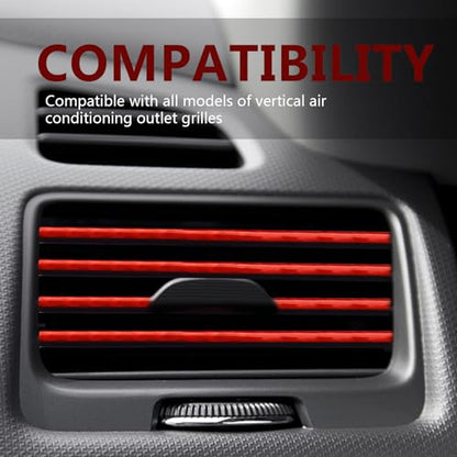 Automotive 20PCS Universal Car Air Conditioner Vent Trim Decoration Strip Bendable Vent Outlet Trim for Most Cars SUVs and Trucks with Straight Grilles, Crushed Ice Red