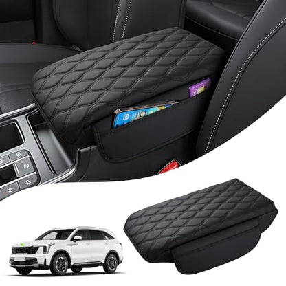 Autorder Center Console Cover for 2021-2025 2026 Kia Sorento Accessories Armrest Cushion Cover Nappa Leather Middle Console Covers Sorento Console Cushion Pad Anti-Scratch - size: 2021-2026 Kia Sorento