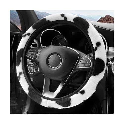 Cow Print Car Steering Wheel Cover, Cute Cow Print Anti-Slip Plush Wheel Protector for Winter Warm, Soft Fluffy Comfortable Grip Printed Wheel Covers for Women Girls - color: Steering Wheel Cover