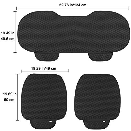 Pu Leather Car Seat Bottom Covers Protectors Include 1 Pair Front Driver Seat Pad Mat and 1 Rear Bench Cover Universal Fit 90% Vehicles,Black - color: A-Black, size: Universal Fit - Full Set