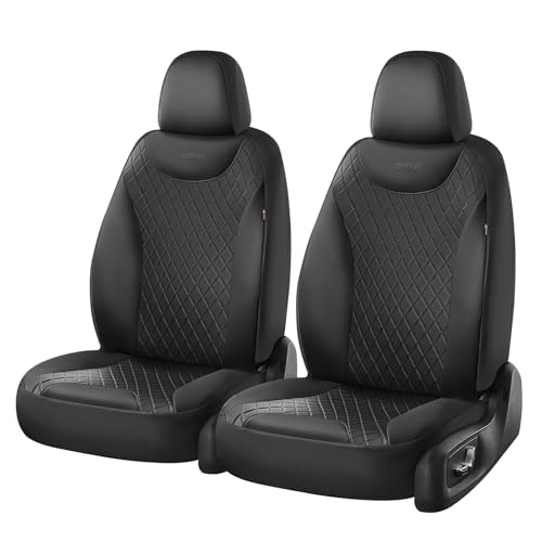Coverado Front Seat Covers, Black Leather Car Seat Covers 2-Pack, Waterproof Car Seat Protectors, Automotive Seat Covers, Driver Seat Covers Universal Car Seat Cushions Fit for Most Sedan, SUV, Truck