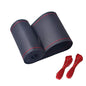 Onerbuy Universal Leather Car Steering Wheel Stitch On Wrap Cover DIY Sewing Breathable and Anti Slip, 15-Inch (Black with Red) - color: Black with Red