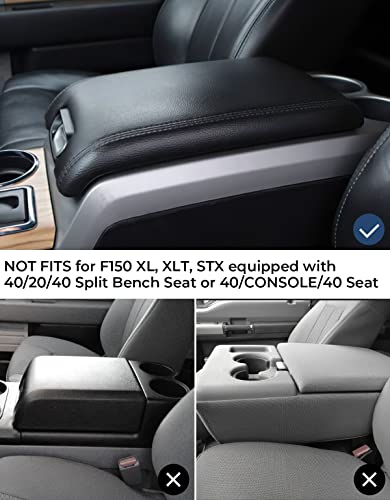 ISSYAUTO Center Console Cover Armrest lid Cover Compatible with 2009-2014 F150, Leather Arm Rest Covering for Car, Well-Make Durable Middle Console Cover Armrest Box Protective Cover - color: Leather[Full Cover the Console], size: 2009-2014 F150