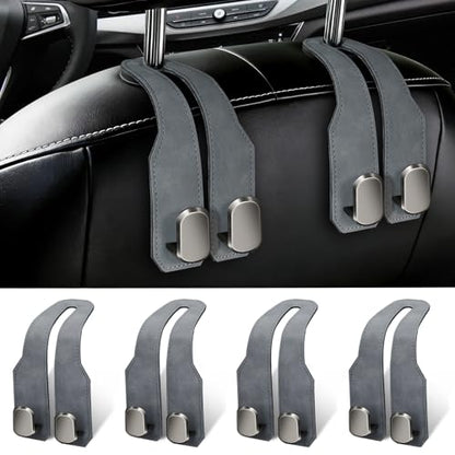 4 Pack Car Seat Headrest Hooks for Purses and Bags, Car Purse Holder With Double Metal Hooks, Headrest Back Seat Handbags Hook, Universal Car Purse Hanger, Cute Car Hanging Accessories, Grey - color: 4pcs Grey