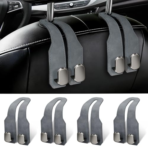 4 Pack Car Seat Headrest Hooks for Purses and Bags, Car Purse Holder With Double Metal Hooks, Headrest Back Seat Handbags Hook, Universal Car Purse Hanger, Cute Car Hanging Accessories, Grey - color: 4pcs Grey
