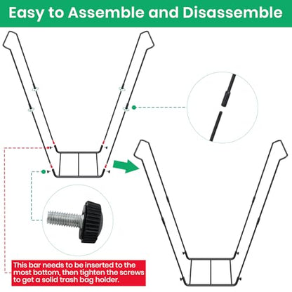 Leaf Bag Holder Collapsible Trash Bag Holders Stand for Outdoor Metal Waste Bags Frame for Garage Yard Lawn Camping Parties