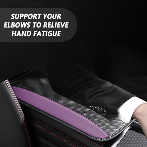 IHOTDER Stylish Car Center Console Cover,PU Leather Car Armrest Cover Prevent Scratches on Center Console,Universal Car Armrest Cushion Car Accessories Interior for Car SUV Truck (Purple) - color: Purple