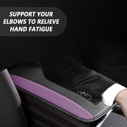 IHOTDER Stylish Car Center Console Cover,PU Leather Car Armrest Cover Prevent Scratches on Center Console,Universal Car Armrest Cushion Car Accessories Interior for Car SUV Truck (Purple) - color: Purple