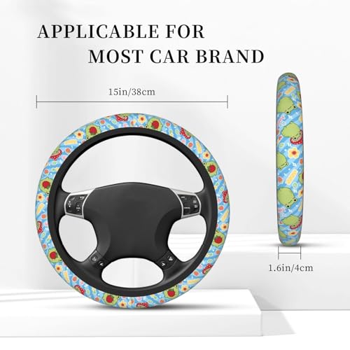 Happy Frog Elastic Steering Wheel Cover Non-Slip Breathable Steering Wheel Protector Fit Auto, SUVs, Truck - color: Happy Frog